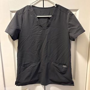 Figs Casma Three Pocket Scrub Top Grey Size Small